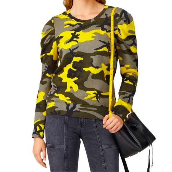 Pam & Gela Pop Camo Puff Sleeeve Sweatshirt - Picture 2 of 10
